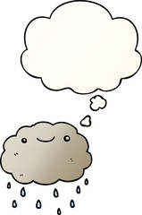cartoon cloud and thought bubble in smooth gradient style
