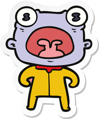Obraz premium sticker of a cartoon weird alien shouting
