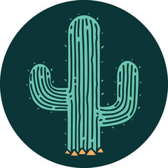 tattoo style icon of a cactus