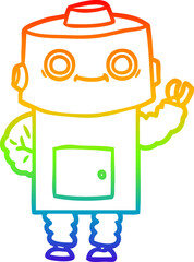 rainbow gradient line drawing cartoon robot