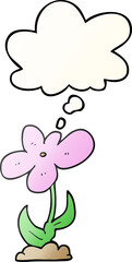 cartoon flower and thought bubble in smooth gradient style