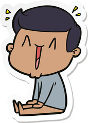sticker of a cartoon happy man