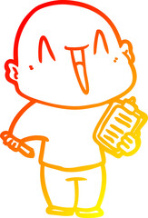 warm gradient line drawing happy cartoon bald man