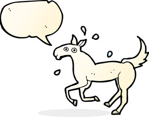 cartoon horse sweating with speech bubble