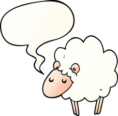 cartoon sheep and speech bubble in smooth gradient style
