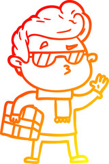 warm gradient line drawing cartoon cool guy