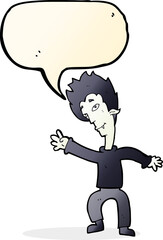 cartoon halloween vampire with speech bubble