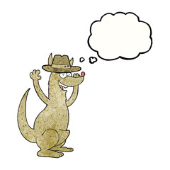 thought bubble textured cartoon kangaroo
