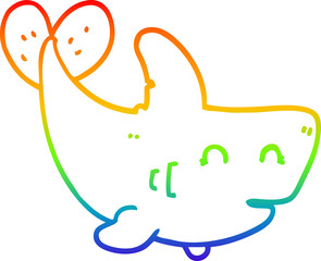 rainbow gradient line drawing cartoon shark