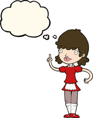 cartoon maid with thought bubble