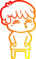 warm gradient line drawing cartoon curious man