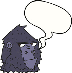 cartoon angry gorilla face and speech bubble