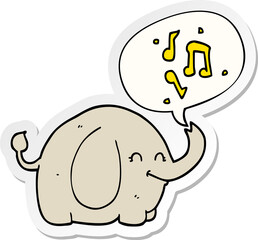 cartoon trumpeting elephant and speech bubble sticker