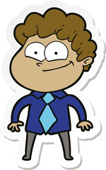 sticker of a cartoon happy man