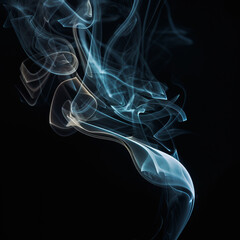 Clouds of white smoke on a black background ai generative