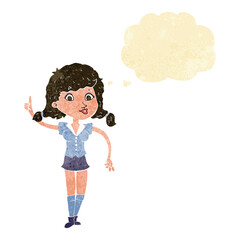 cartoon pretty woman with idea with thought bubble