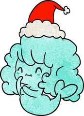 christmas textured cartoon of kawaii ghost