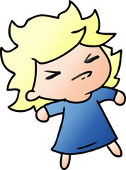 gradient cartoon of a cute kawaii girl