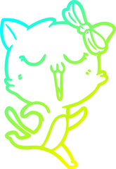 cold gradient line drawing cartoon cat