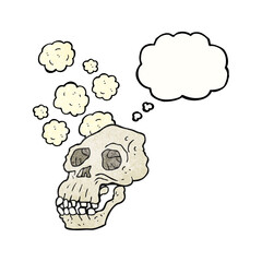 thought bubble textured cartoon ancient skull