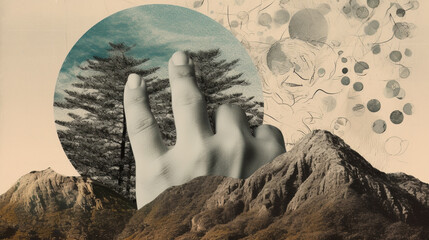 finger print Art contemporary collage Generated AI