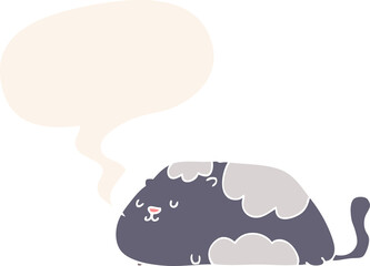 cartoon cat and speech bubble in retro style
