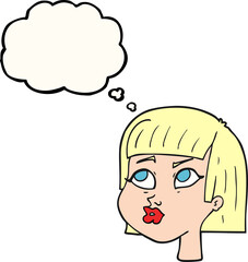 thought bubble cartoon female face