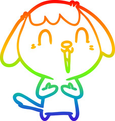 rainbow gradient line drawing cute cartoon dog
