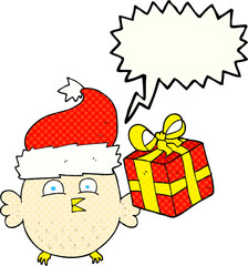 comic book speech bubble cartoon  christmas owl
