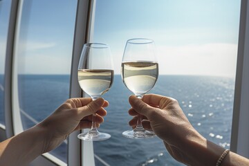 holding up glass of wine