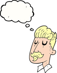 thought bubble cartoon man with mustache