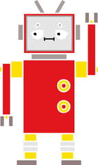 flat color retro cartoon robot