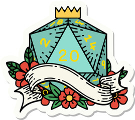 natural twenty D20 dice roll sticker