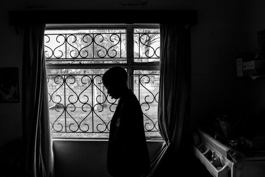 In his room