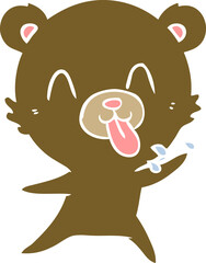 rude flat color style cartoon bear