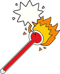 cartoon thermometer and speech bubble