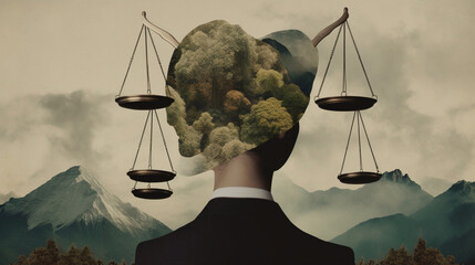 justice concept. Art contemporary collage