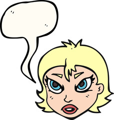 speech bubble cartoon angry female face