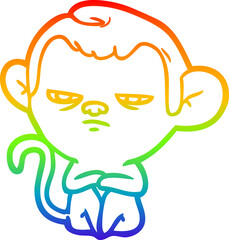 rainbow gradient line drawing cartoon monkey