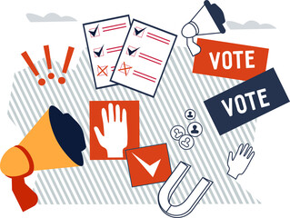 Online voting and elections, public referendum banner template. Online poll and political voting, opinion poll banner or poster backdrop. - obrazy, fototapety, plakaty