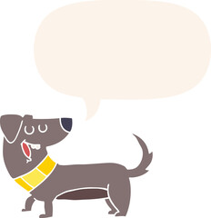 cartoon dog and speech bubble in retro style