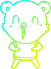 cold gradient line drawing happy cartoon bear