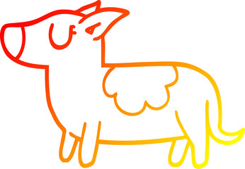 warm gradient line drawing cartoon standing dog