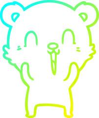 cold gradient line drawing happy cartoon bear