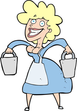 recommend clip art: cartoon milkmaid carrying buckets