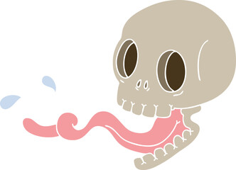 quirky hand drawn cartoon skull with tongue