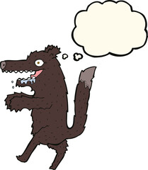 cartoon big bad wolf with thought bubble