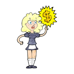 cartoon waitress with money symbol
