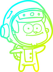 cold gradient line drawing happy astronaut cartoon