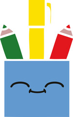 flat color retro cartoon pencil pot